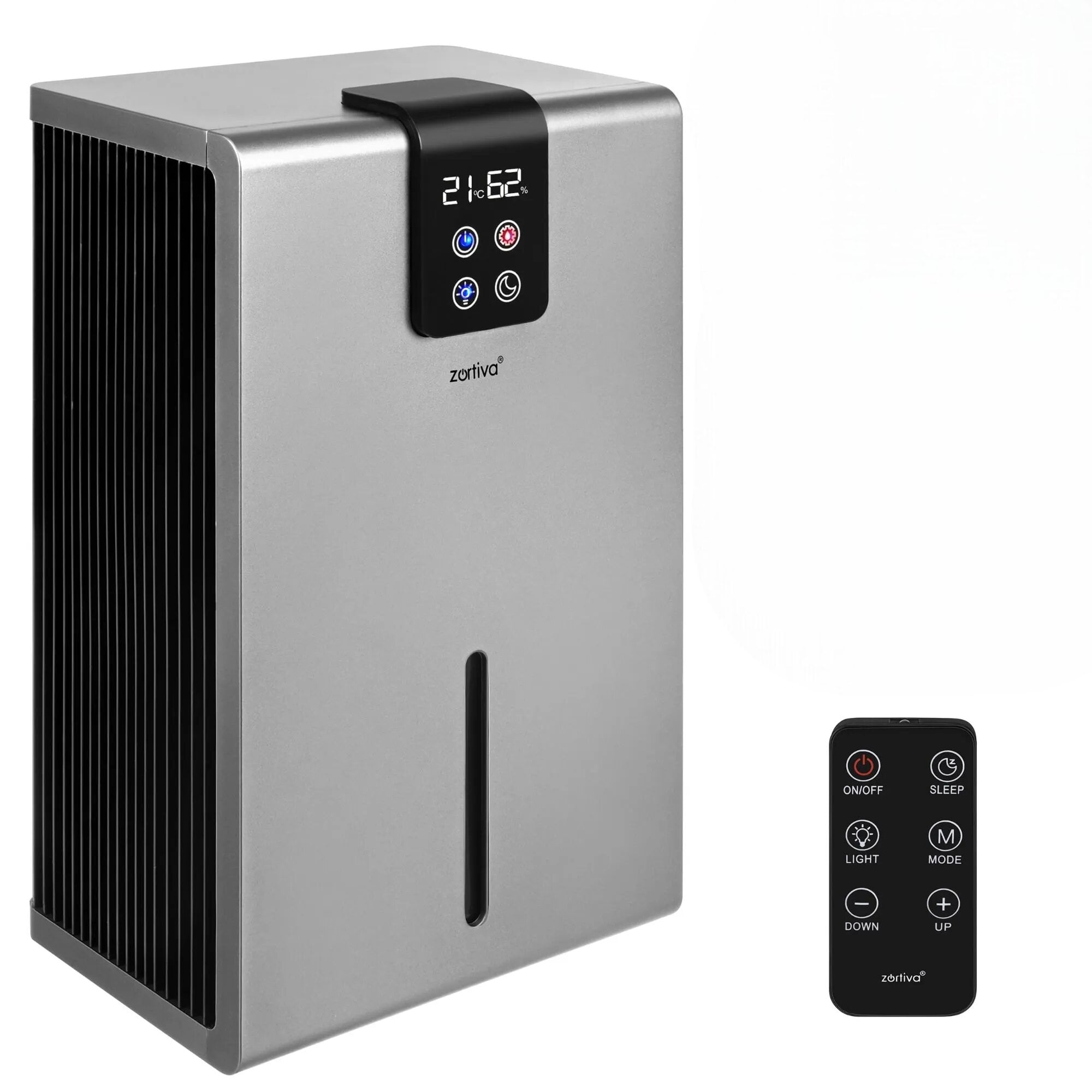 Осушувач повітря Zortiva 28280 гігростат/гігрометр/LCD-дисплей/пульт до 30 м2 1000 мл/добу/бак 2,2 л (28280)