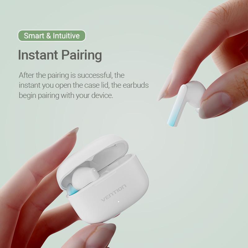 Навушники бездротові Vention Elf E04 Bluetooth 5.3 шумозаглушення TWS 10 мм 22 год відтверення AAC/SBC Hi-Fi водонепроникні IPX5 Білий (NBIW0) - фото 13 Навушники бездротові Vention Elf E04 Bluetooth 5.3 шумозаглушення TWS 10 мм 22 год відтверення AAC/SBC Hi-Fi водонепроникні IPX5 Білий (NBIW0) - фото 13