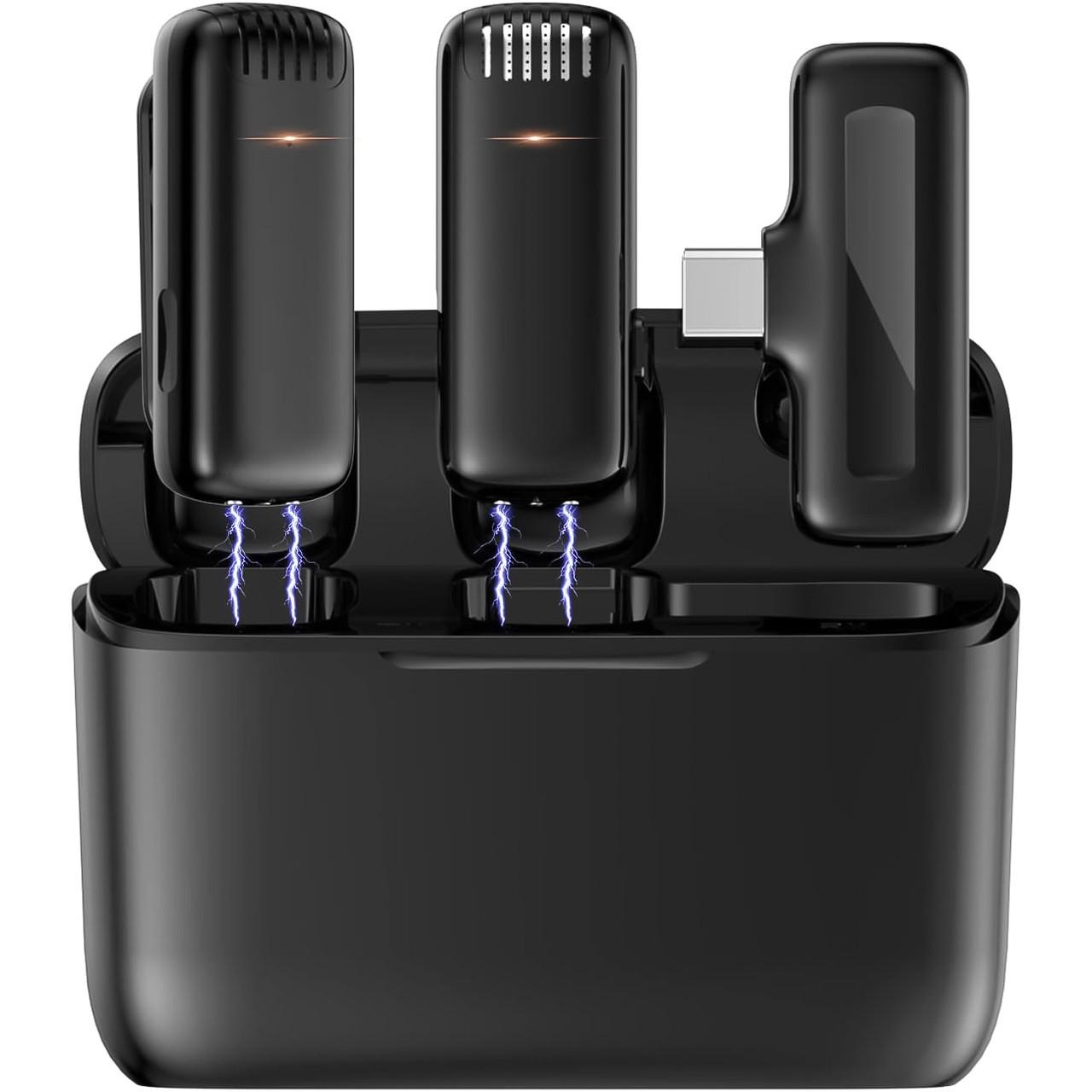 Микрофон двойной петличный Savetek P31-2 Type-C для смартфонов/беспроводной до 20 м с зарядным кейсом - фото 3