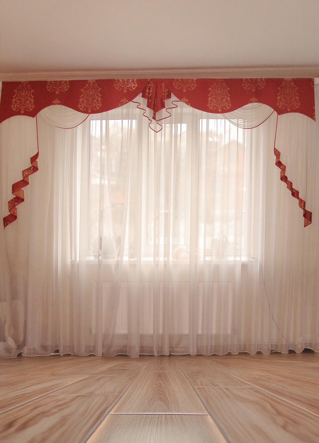 Ламбрекен жесткий Firanka каскад Damask 3 м Терракотовый (142_4ж)