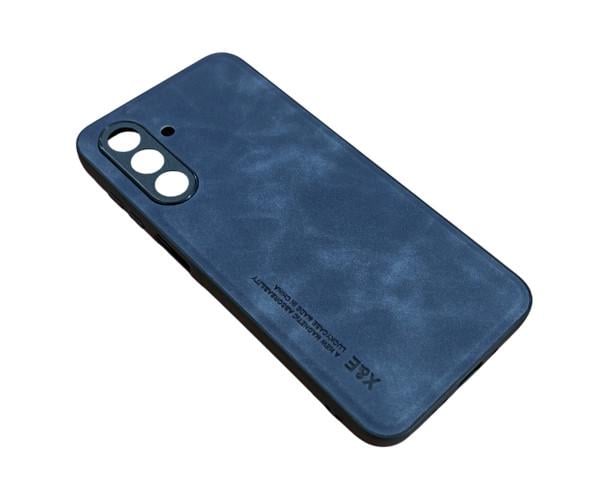 Кожаный чехол - накладка X&E для Samsung Galaxy A56 5G с металлической вставкой Синий