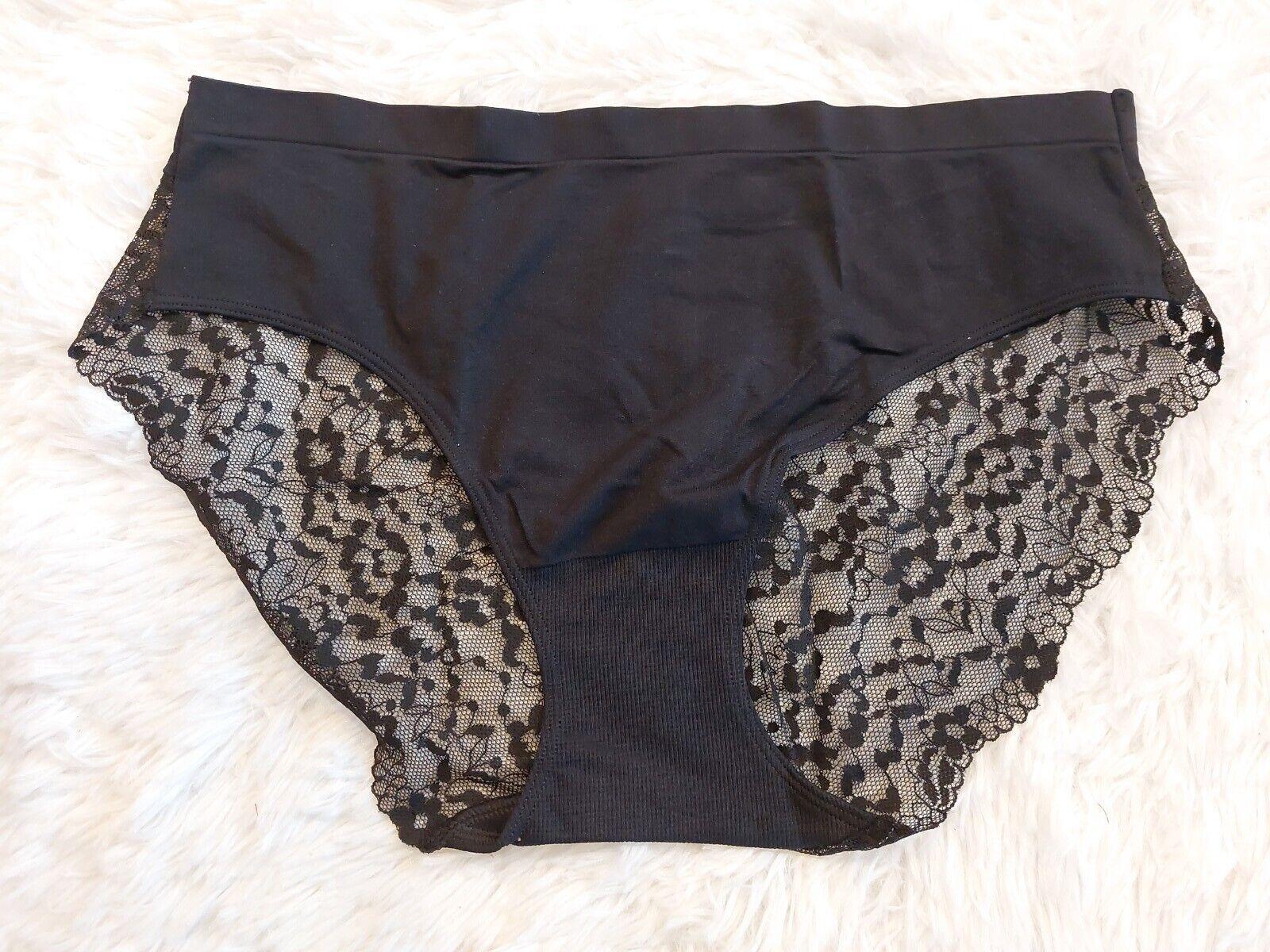 Трусики Victoria’s Secret Seamless Lace Brief Hiphugger Panty M Черный (26607506)