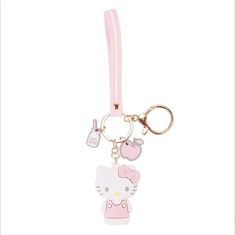 Брелок силиконовый Hello Kitty с ремешком и подвеской Молочный (2973453806)