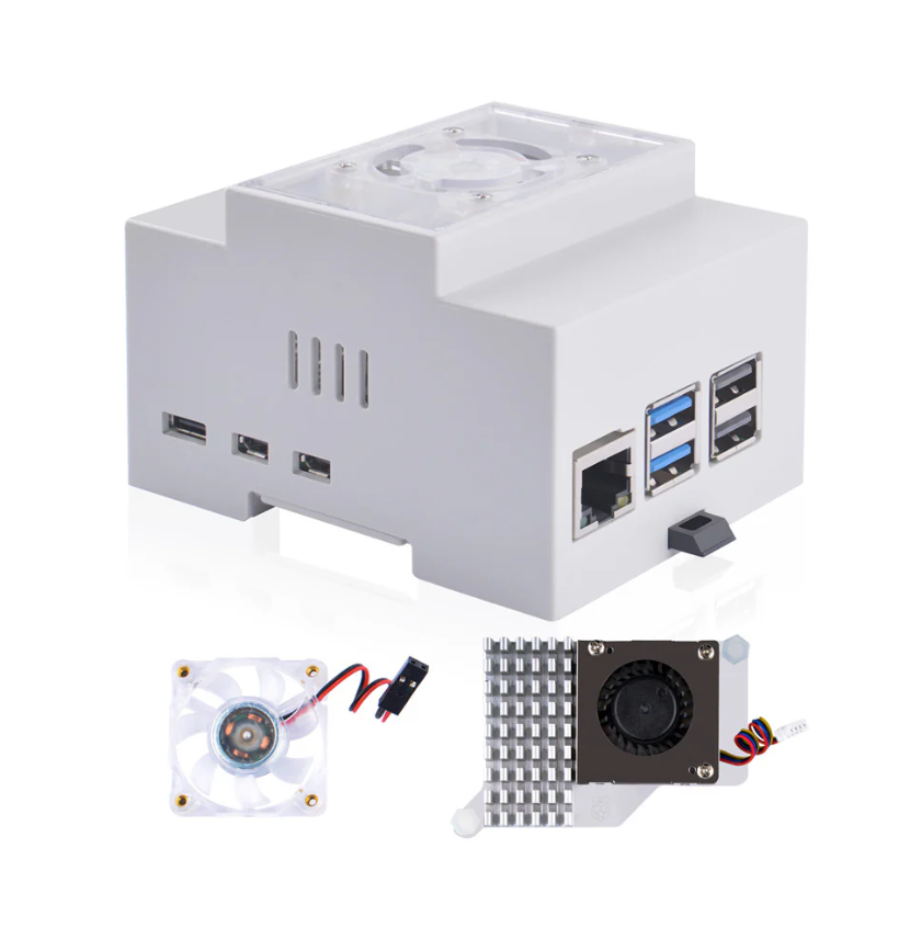 Корпус для электрощита DIN Rail для Raspberry Pi 5 4GB/8GB с официальным радиатором и Active Cooler ABS (35276234)