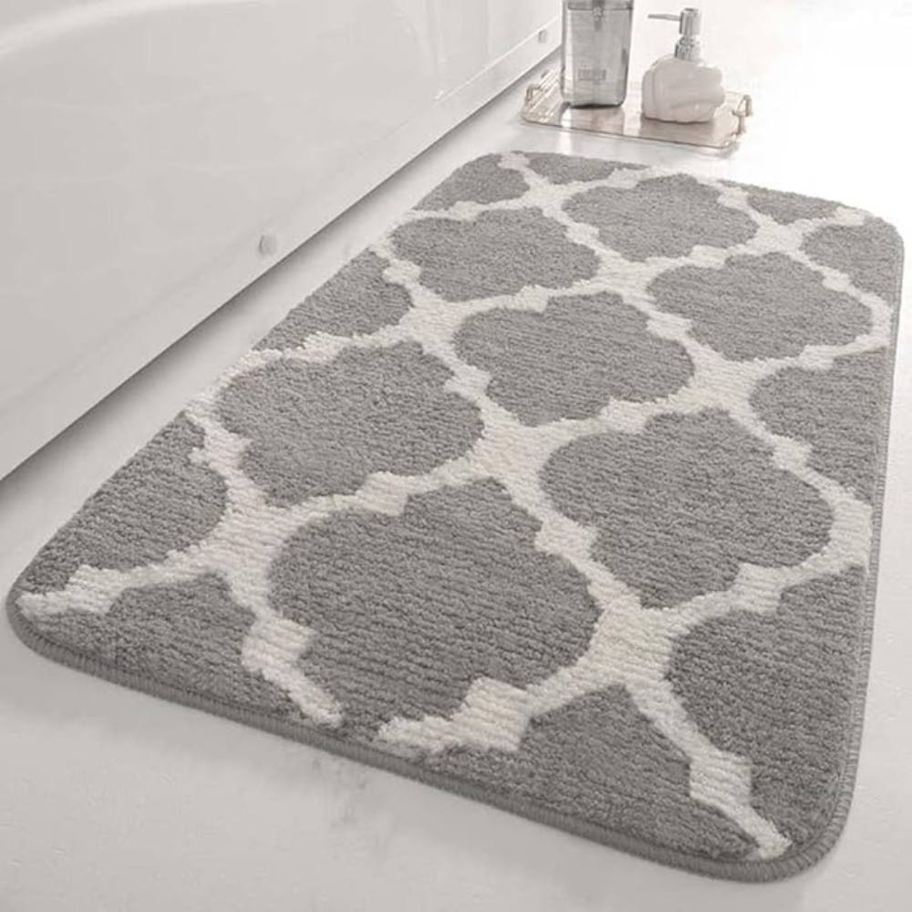 Коврик для ванной комнаты и душа для ног микрофибра антискользящий c узором 40х60 см Серый
