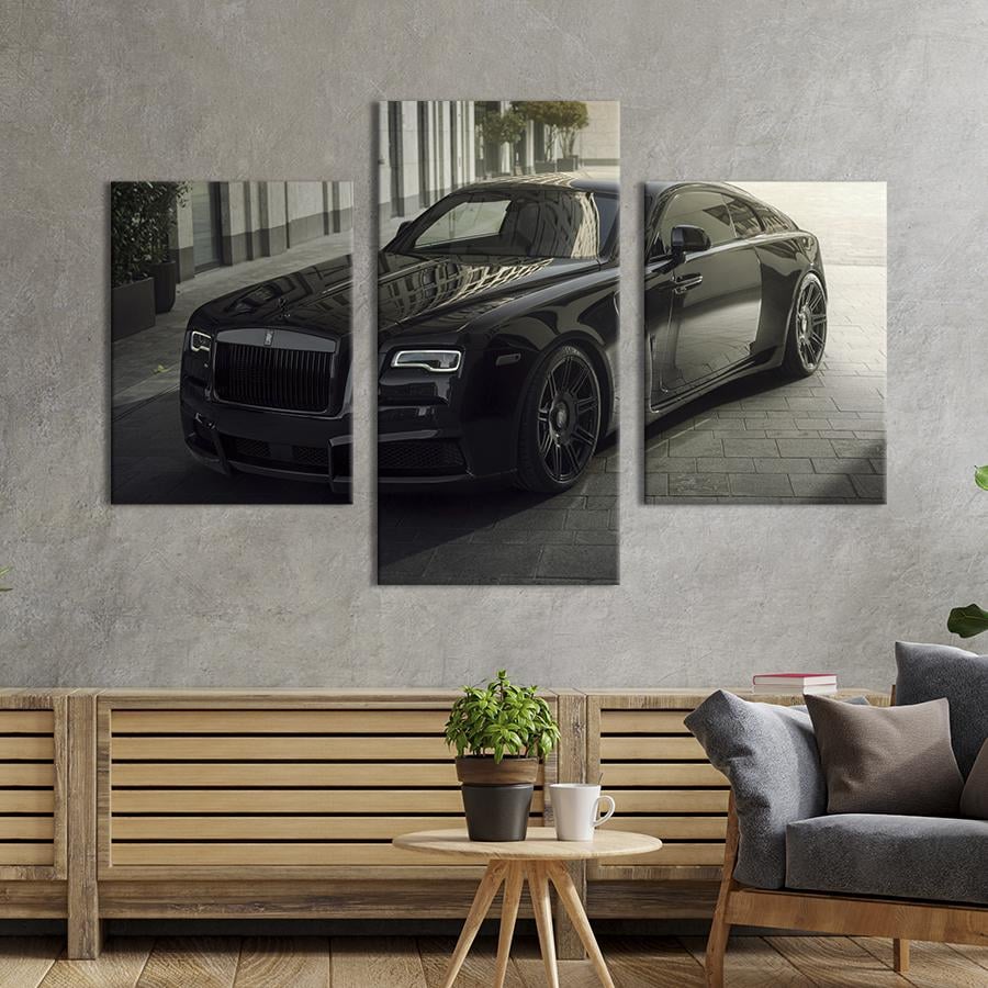 Картина на холсте триптих Эксклюзивный Rolls-Royce Чёрный диамант 96x60 см (1400-32)