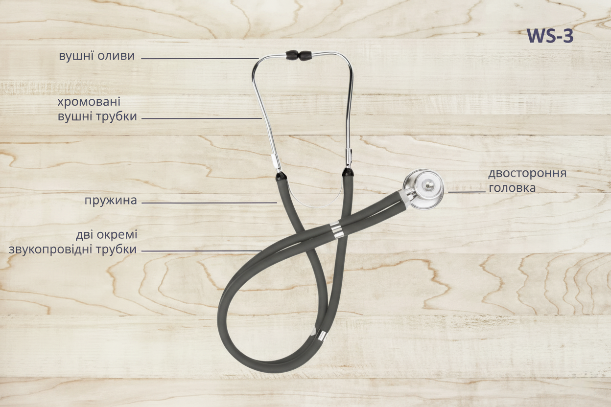 Стетоскоп Раппапорта WS-3 B.Well Темно-сірий - фото 6