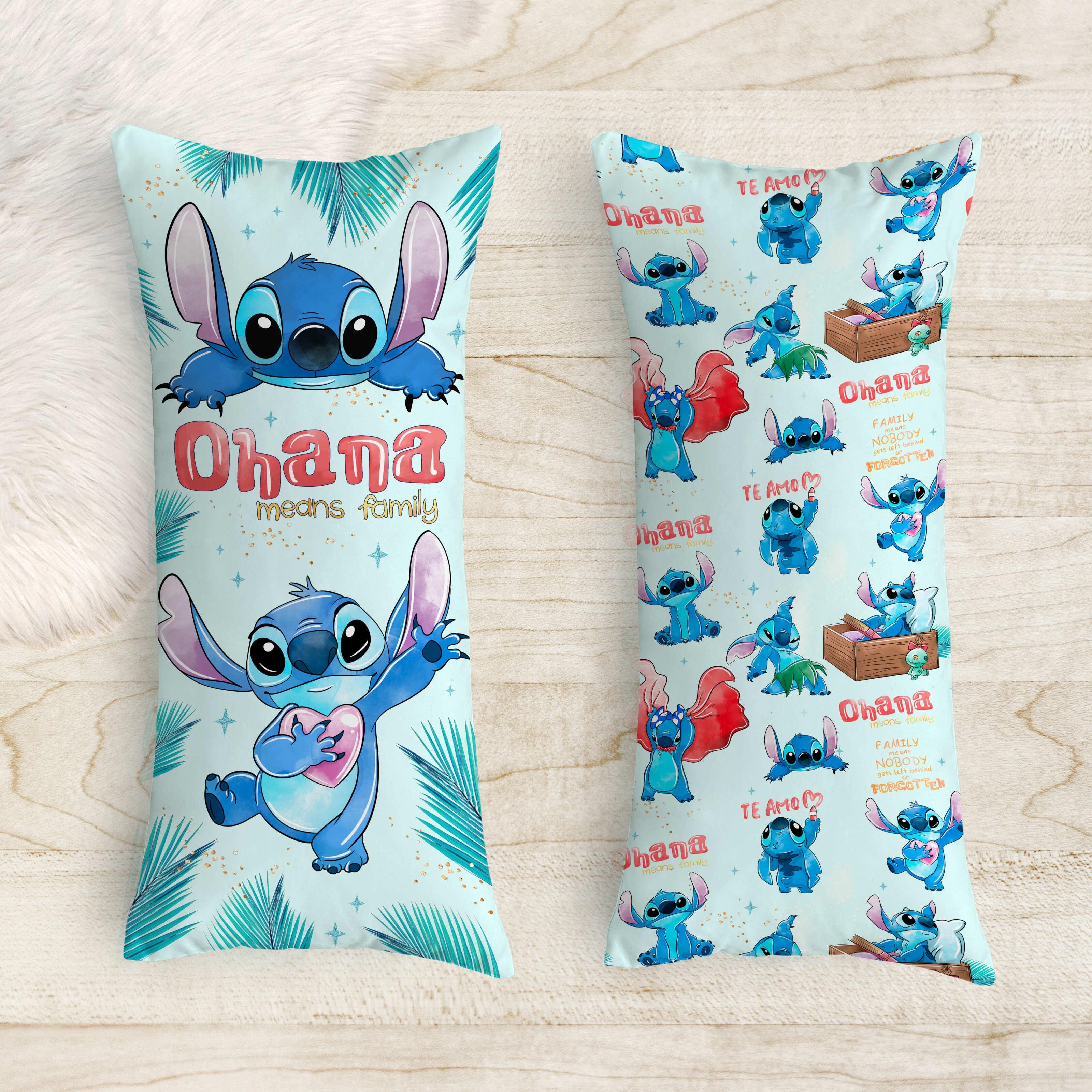 Подушка-обіймашка дакімакура дитяча Стіч на блакитному фоні 40х100 см