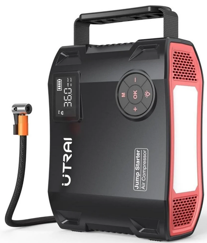 Устройство пуско-зарядное автомобильное стартер/бустер/павербанк/копмпрессор и фонарь 150 Вт 3в1 2000А 59,2 Вт/ч 12В UTRAI Jstar 5 Устройство пуско-зарядное автомобильное стартер/бустер/павербанк/копмпрессор и фонарь 150 Вт 3в1 2000А 59,2 Вт/ч 12В UTRAI Jstar 5