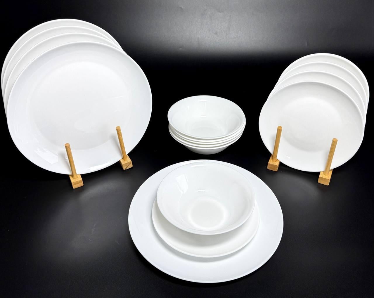 Столовий сервіз Ajax 1003124 склокераміка 18 пр. 6 персон Білий