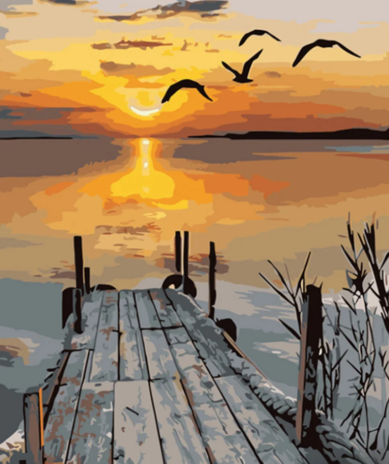 Картина по номерам Strateg Закат на озере 40x50 см (GS575)