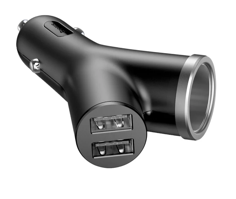 Адаптер автомобильный BASEUS dual USB+cigarette lighter extended car charger 2USB 3.4A 40 W Bl - фото 4