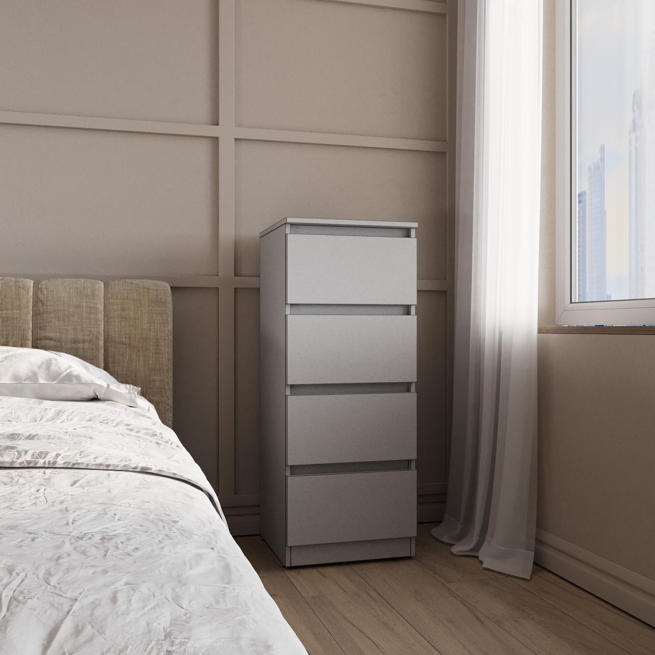 Комод MEBEX на 4 ящика 40х40х100 см Сірий світлий (VM4B400LG) - фото 1 Комод MEBEX на 4 ящика 40х40х100 см Сірий світлий (VM4B400LG) - фото 1