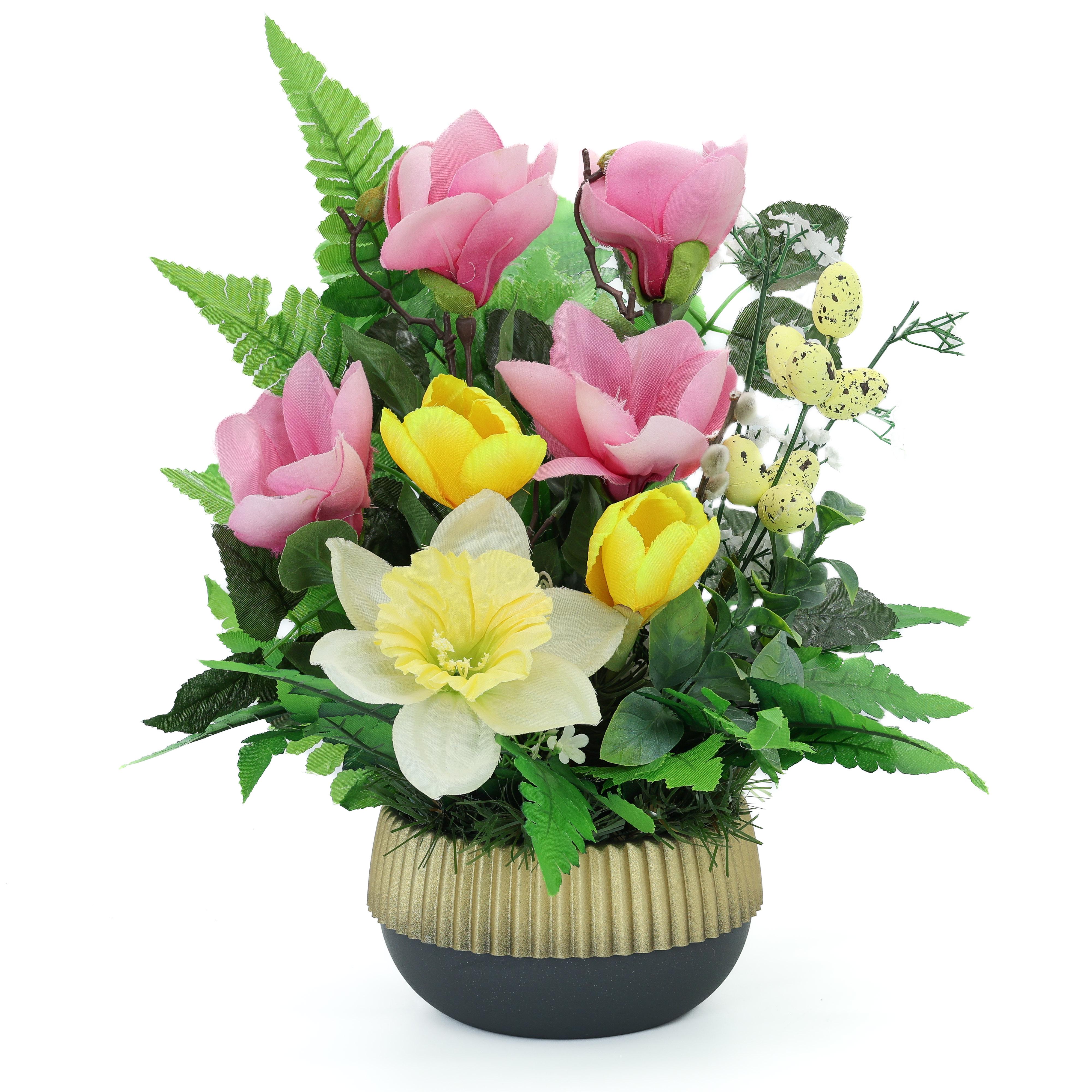 Композиция надгробная GALA DECOR из искусственных цветов в золотисто-сером кашпо (К3530СЗ) Композиция надгробная GALA DECOR из искусственных цветов в золотисто-сером кашпо (К3530СЗ)