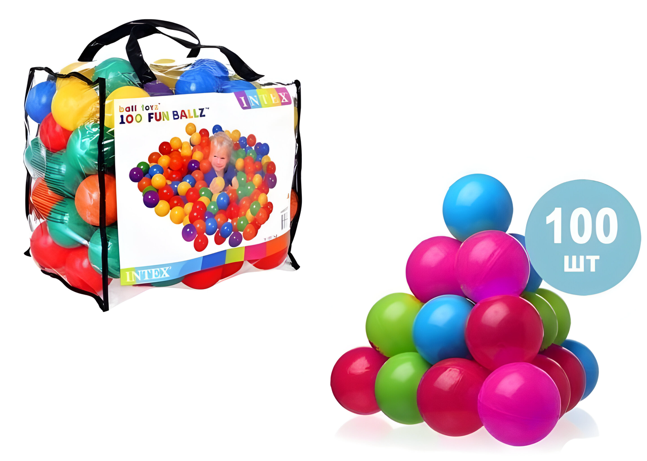 Набор мячей Intex 49600 для сухого бассейна 8 см 100 шт. (14611005) - фото 4 Набор мячей Intex 49600 для сухого бассейна 8 см 100 шт. (14611005) - фото 4