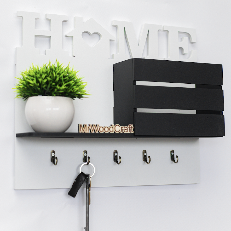 Ключниця дерев'яна настінна HOME (001-013)