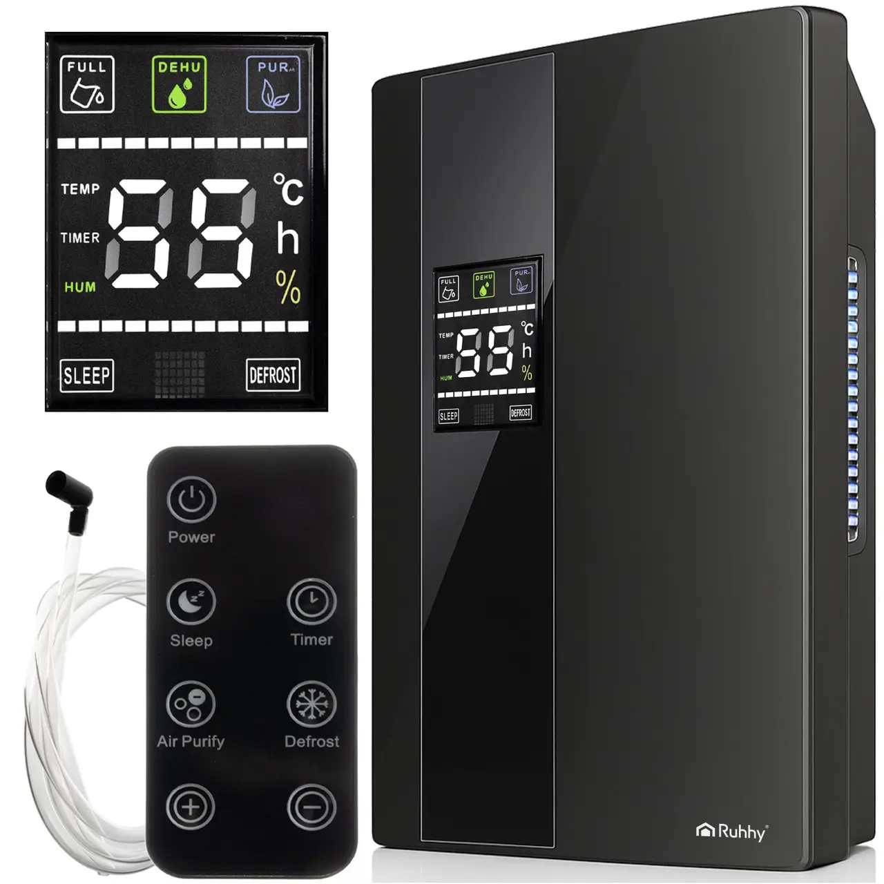 Осушитель и воздухоочиститель Ruhhy 2в1 с пультом 650 мл/сутки 2000 мл 30 м2 90 Вт Черный (26626) - фото 9 Осушитель и воздухоочиститель Ruhhy 2в1 с пультом 650 мл/сутки 2000 мл 30 м2 90 Вт Черный (26626) - фото 9