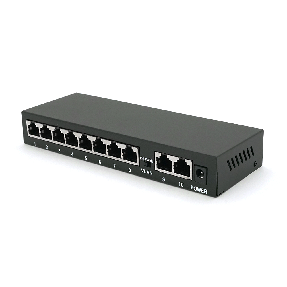 Комутатор PoE Merlion 8 портів PoE 10/100 2 RJ45 Uplink зовнішній БП 52V 1,85A (YUT_V4693)