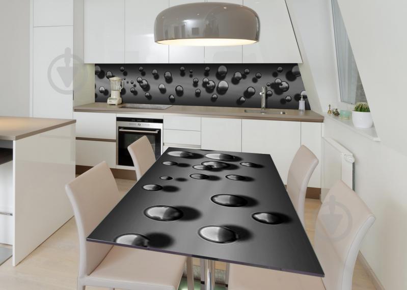 Наклейка 3Д виниловая на стол Zatarga «Чёрные капли» 650х1200 мм для домов, квартир, столов, кофейн, кафе