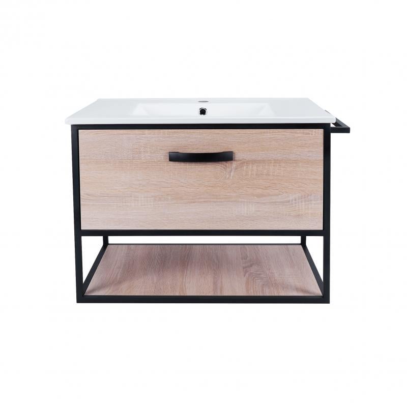 Комплект Q-tap Taurus 700х580х437 Whitish oak тумба подвесная + раковина врезная QT2472TPT703WO (13822)