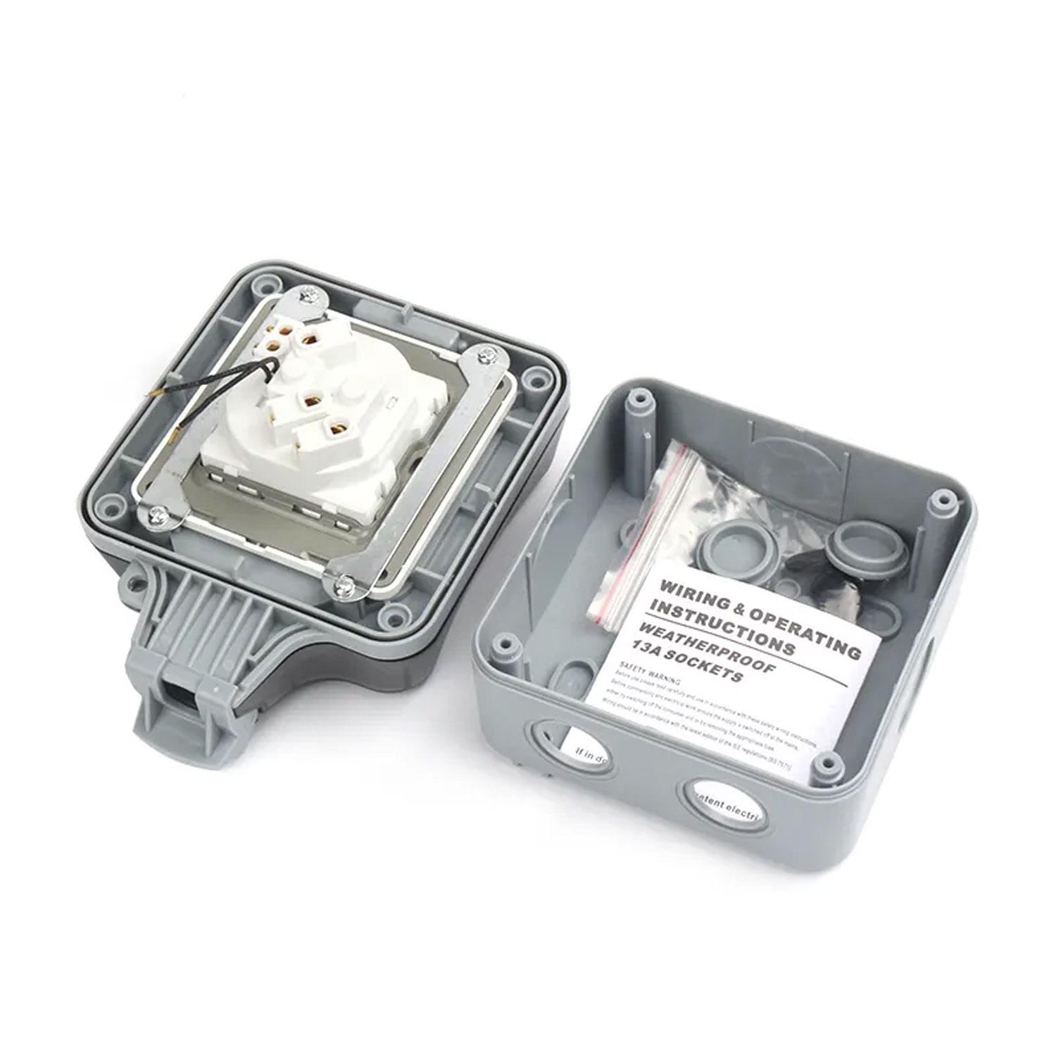 Розетка одинарна Premium з вимикачем усередині IP66 водонепроникна Сірий - фото 2