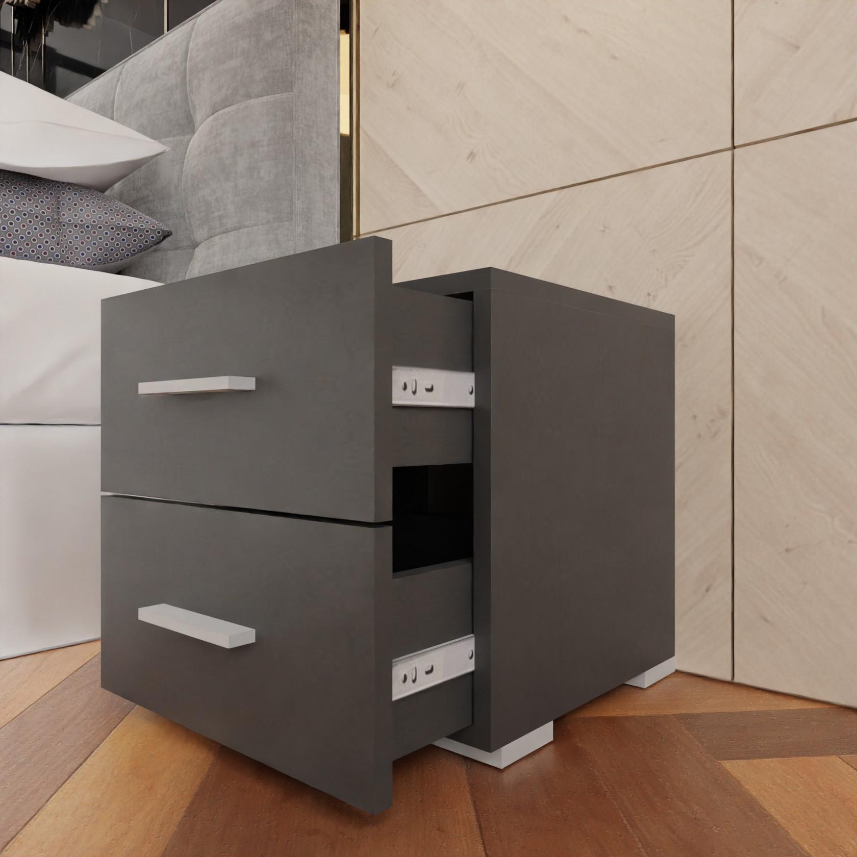 Тумба ліжкова з 2 ящиками Сідней 400х420х400 мм Антрацит - фото 4 Тумба ліжкова з 2 ящиками Сідней 400х420х400 мм Антрацит - фото 4