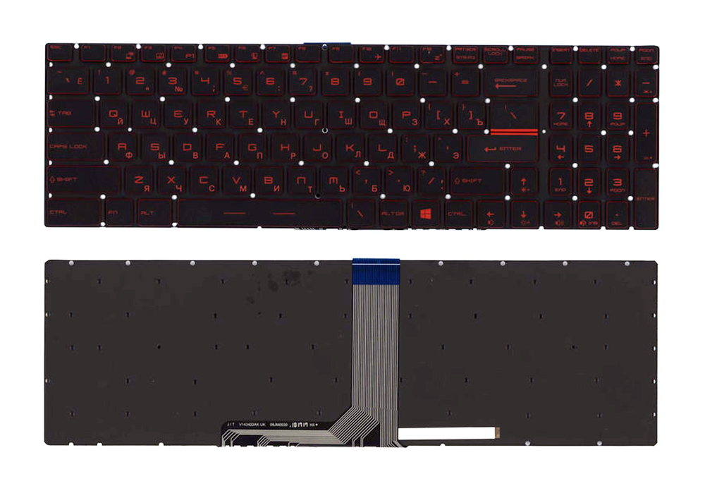 Клавиатура MSI для ноутбуков GT72, GP72, GS60, GS62, GS63, GS70, PE60, PE70, GE72, GE62, GL62, GL72 с RED подсветкой (10035)