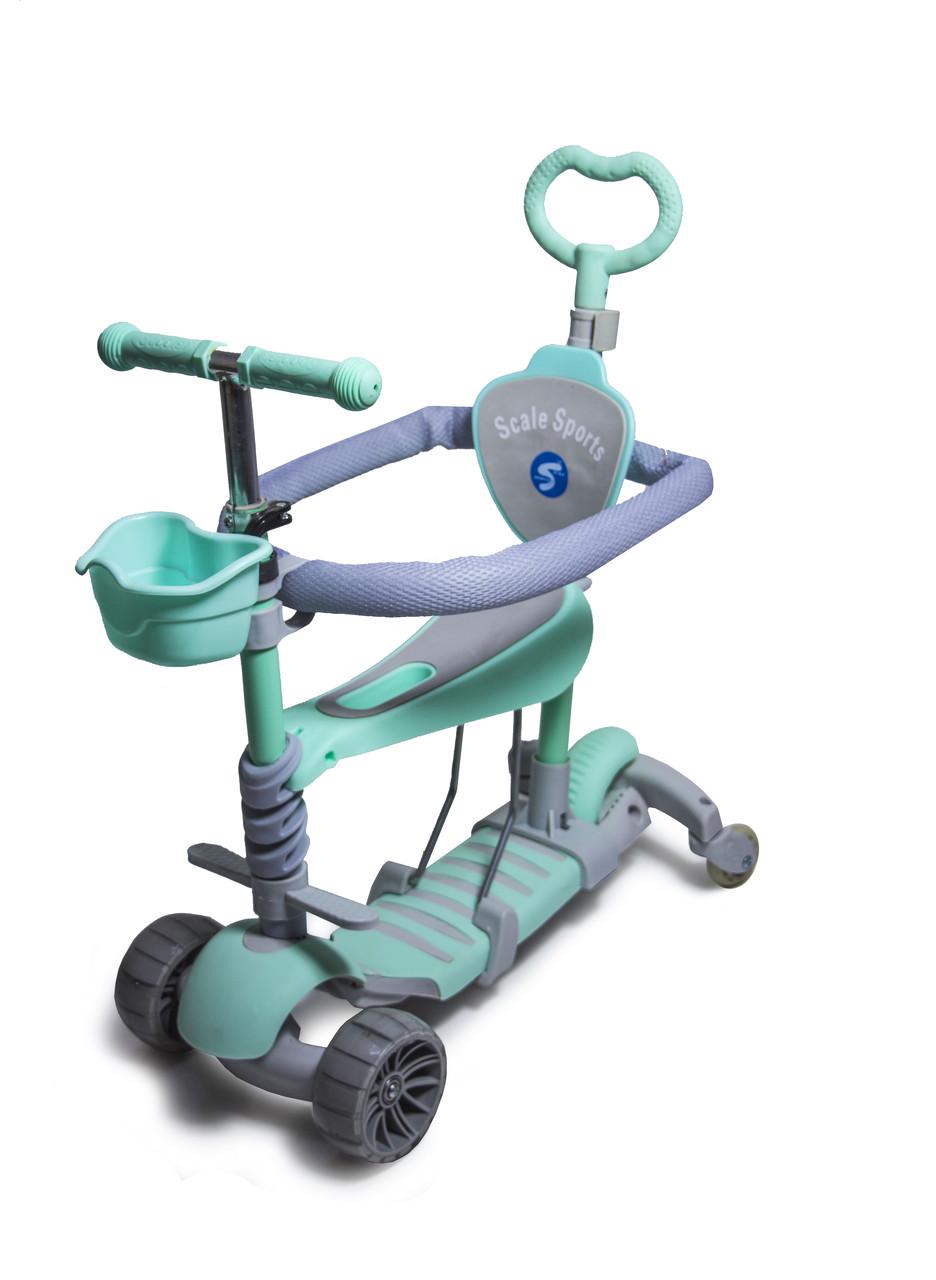 Самокат детский FULL Smart 5в1 с родительской ручкой/сидением/бортиком и двойными колесами.