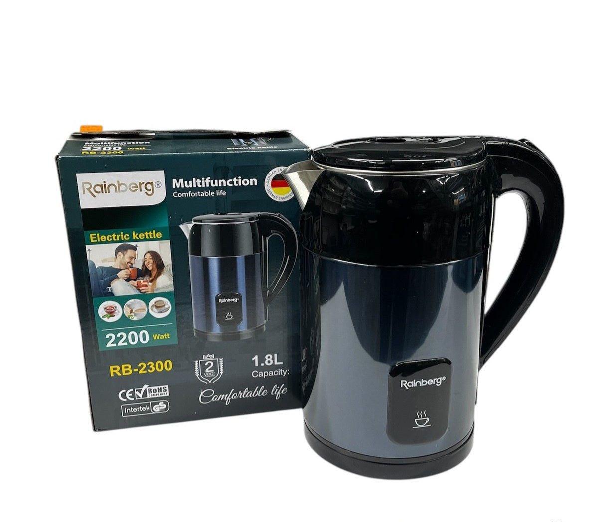 Чайник электрический Rainberg RB-2300 из нержавеющей стали 2200 Вт 1,8 л. Чайник электрический Rainberg RB-2300 из нержавеющей стали 2200 Вт 1,8 л.