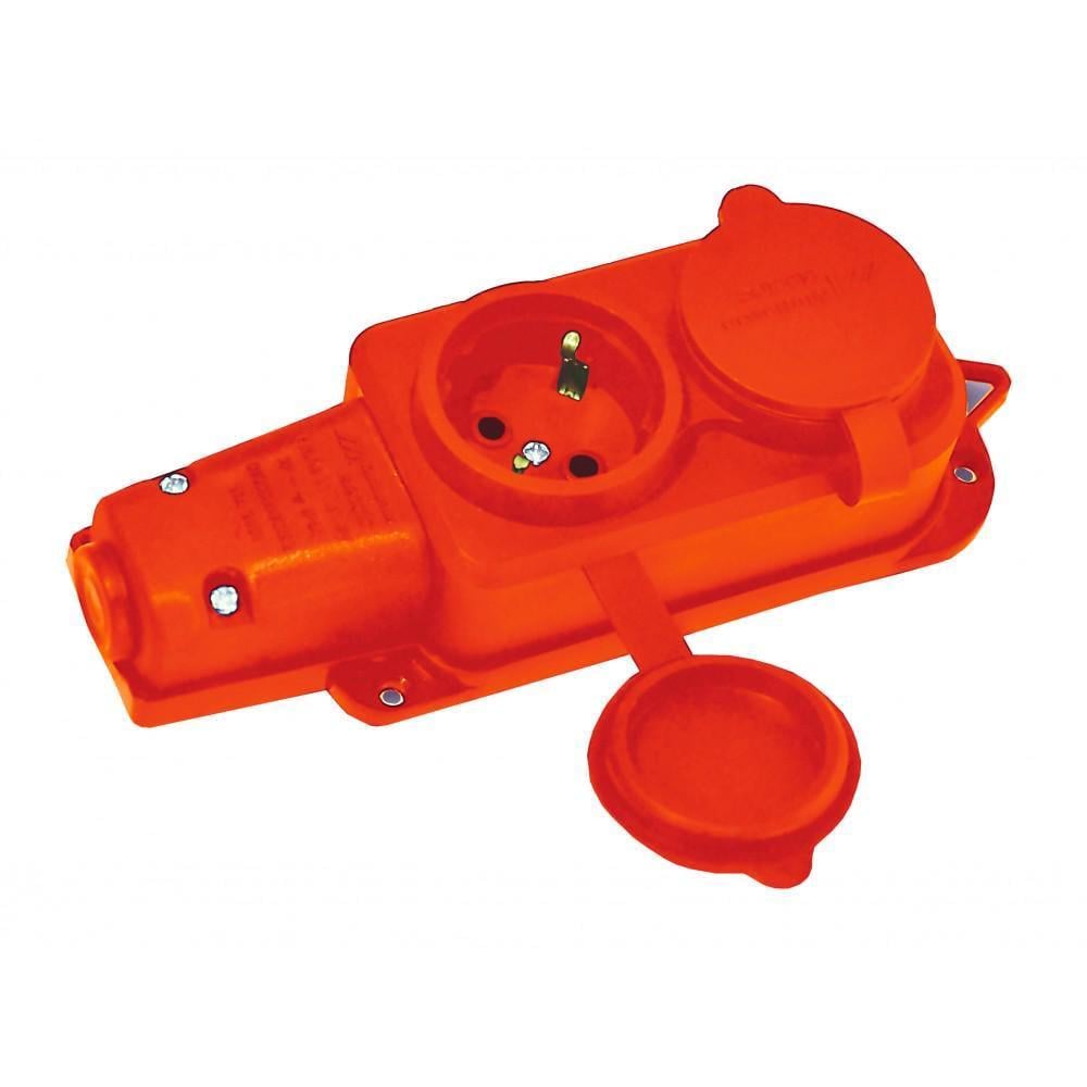 Колодка Mutlusan 2 гнізда з заземленням каучук IP44 16А Помаранчевий (28689003)
