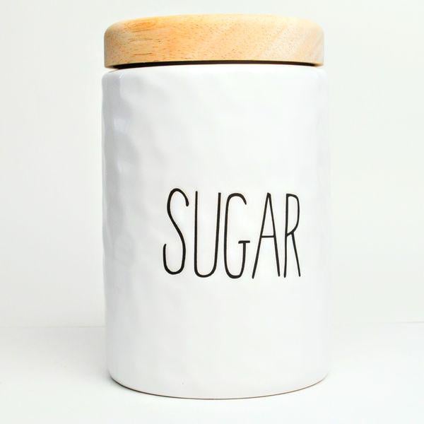 Банка для сахара BonaDi Bianco 1,2 л керамическая с бамбуковой крышкой White (979-341)