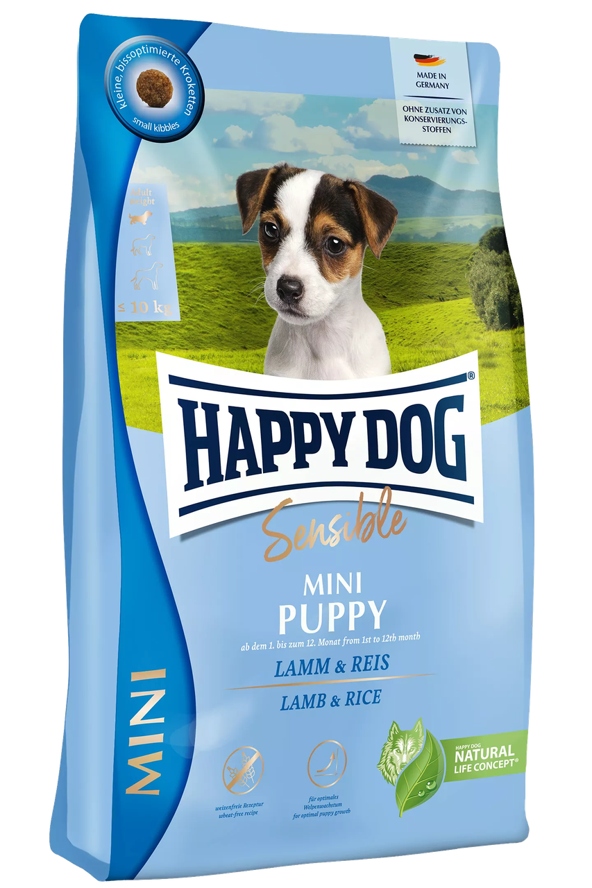 Корм сухий Happy Dog Sensible Mini Puppy 4 кг для цуценят дрібних порід вагою до 10 кг від 1 до 12 місяців (61251)