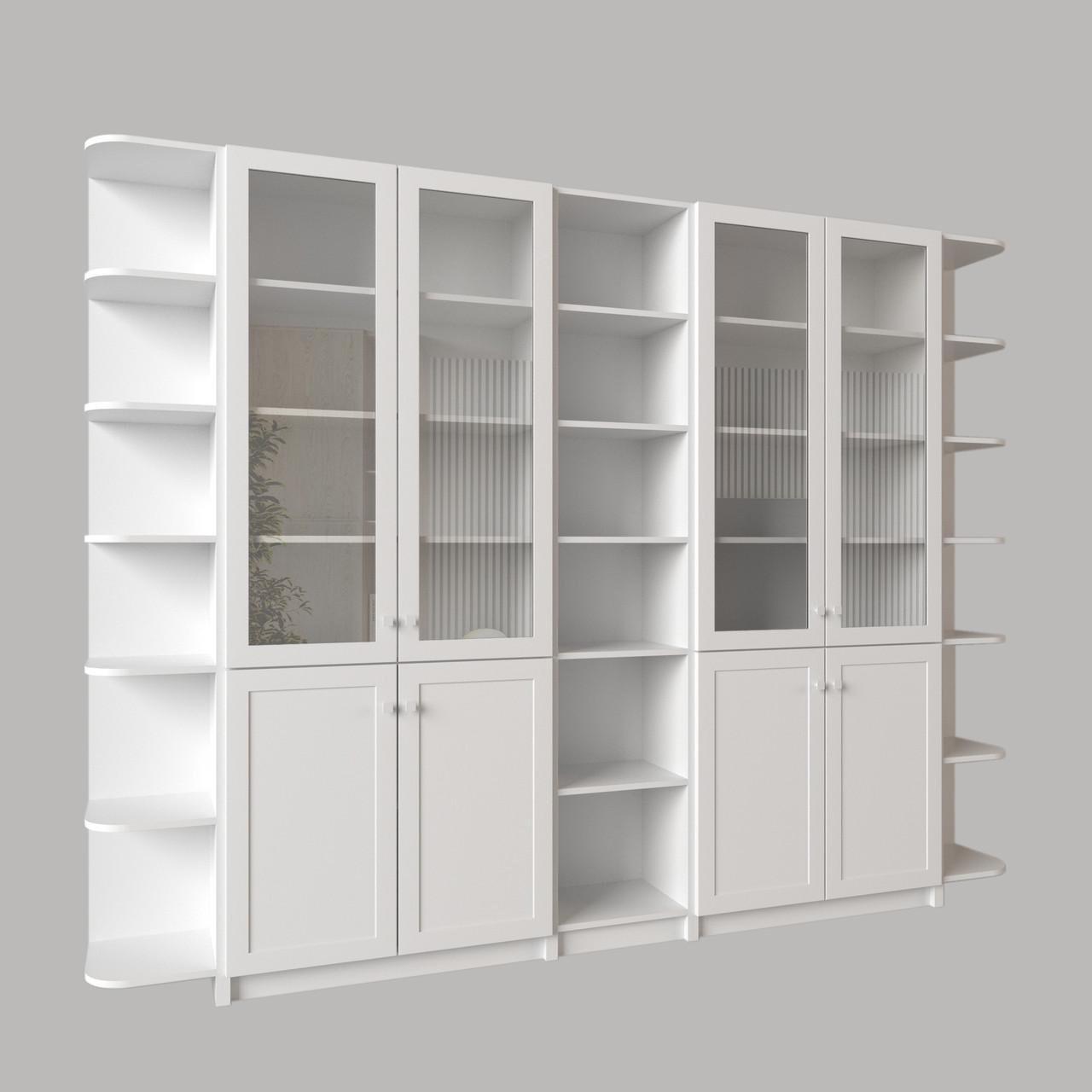 Шафа книжкова Аристотель 2534 2435х32х1967 мм Білий (092)