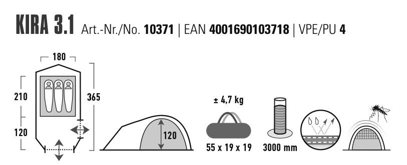 Палатка трехместная High Peak Kira 3.1 Deep Forest (10371) - фото 14