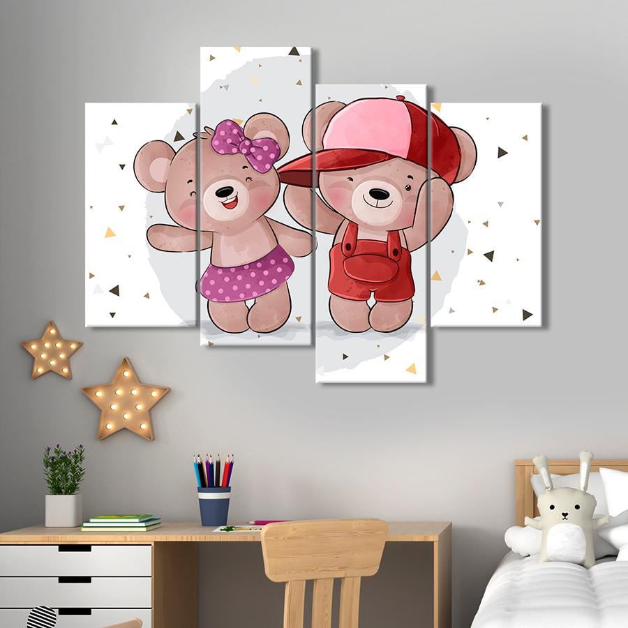 Картина в детскую комнату Романтические влюбленные медведи 129x90 см (A1414-4)