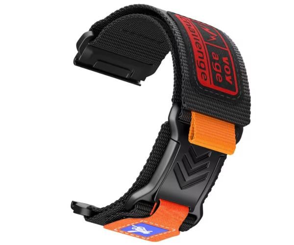 Ремешок Nylon Voyage Challenge для смарт-часов Garmin Fenix 8 51 мм/8 Pro 51 мм/Quatix 8 51 мм 26 мм Черный с оранжевым