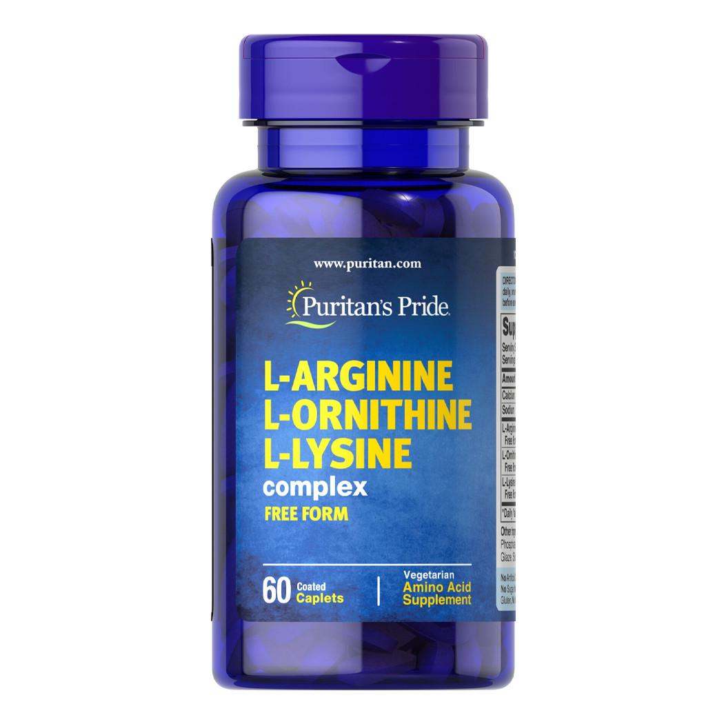 Аргінін/орнітин/лізин Puritan's Pride L-Arginine L-Ornithine L-Lysine 60 капс. (06933-01)
