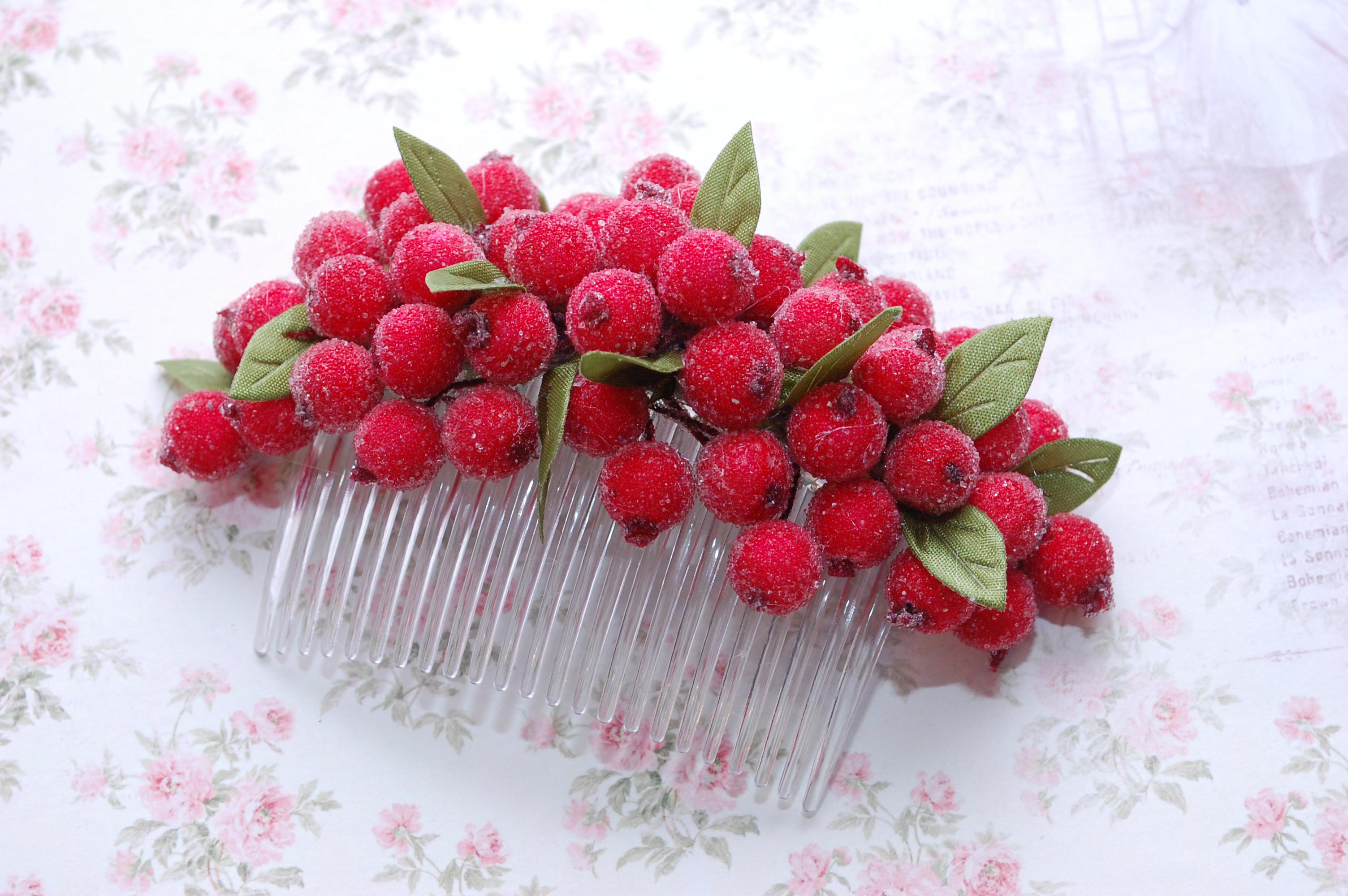 Гребень-заколка для волос с калиной (14 об)