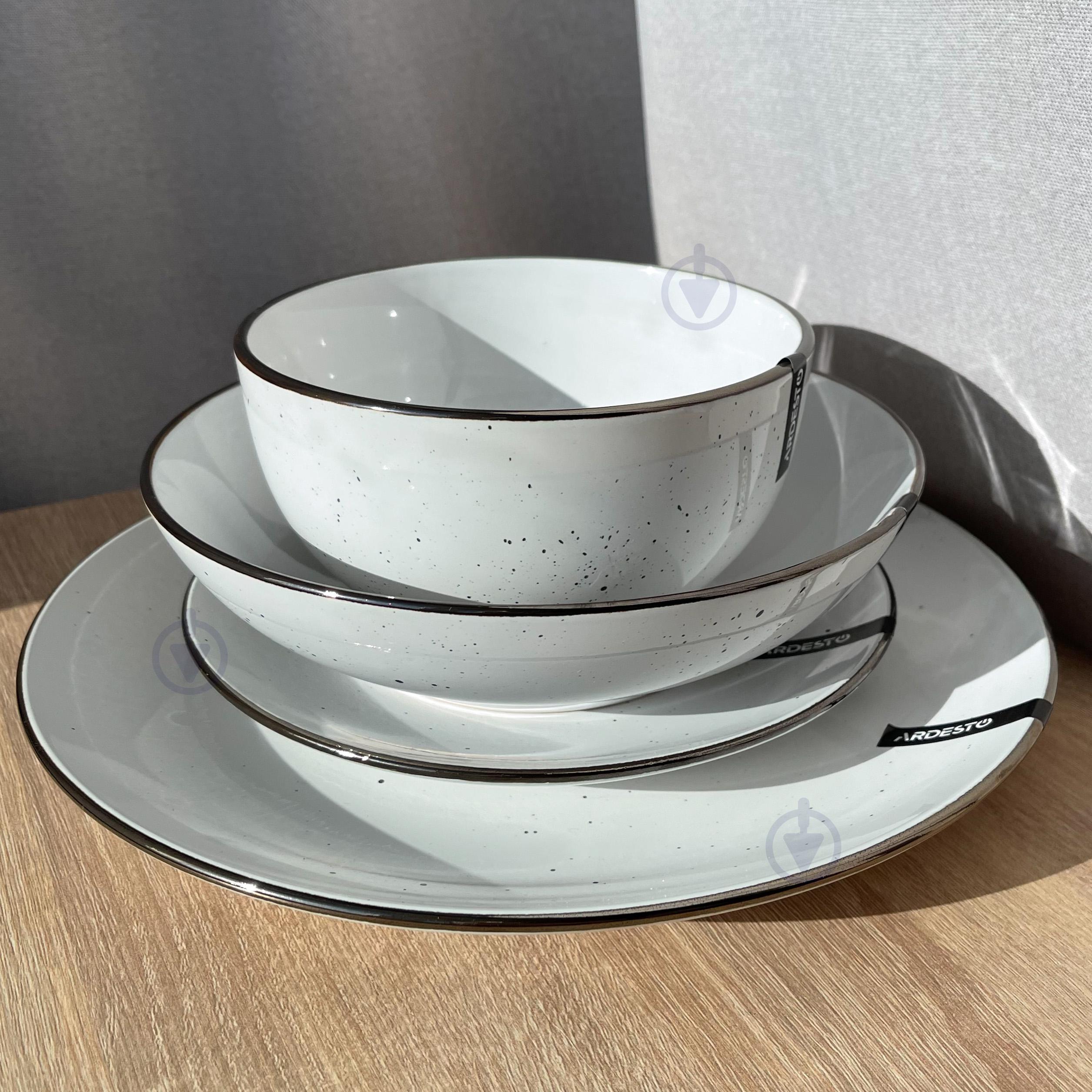 Сервіз столового посуду Ardesto Bagheria 48 предметов 12 персон кам'яна кераміка Білий - фото 4