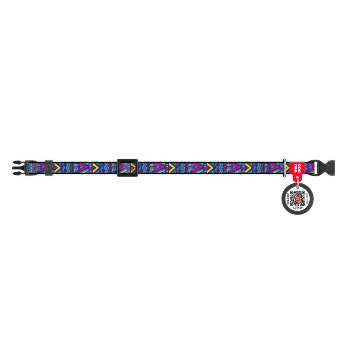 Ошейник для собак Waudog Nylon Инди с QR паспортом/пластиковым фастексом 10 мм х 20-30 см (5228 Col)