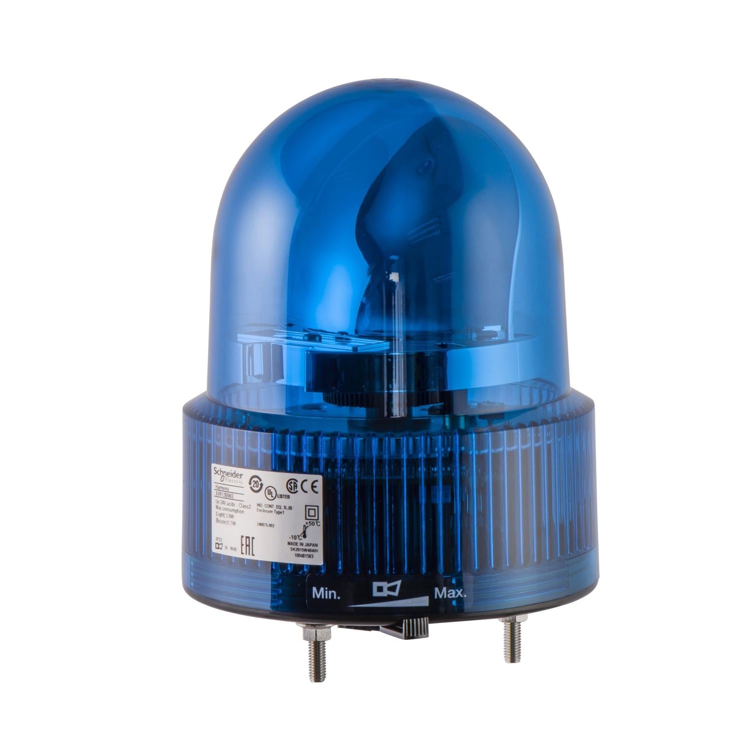 Проблесковый вращающийся маячок Schneider Electric Harmony XVR ⌀120 мм 24V AC/DC LED синий с зуммером 50-90 дБ (XVR12B06S)