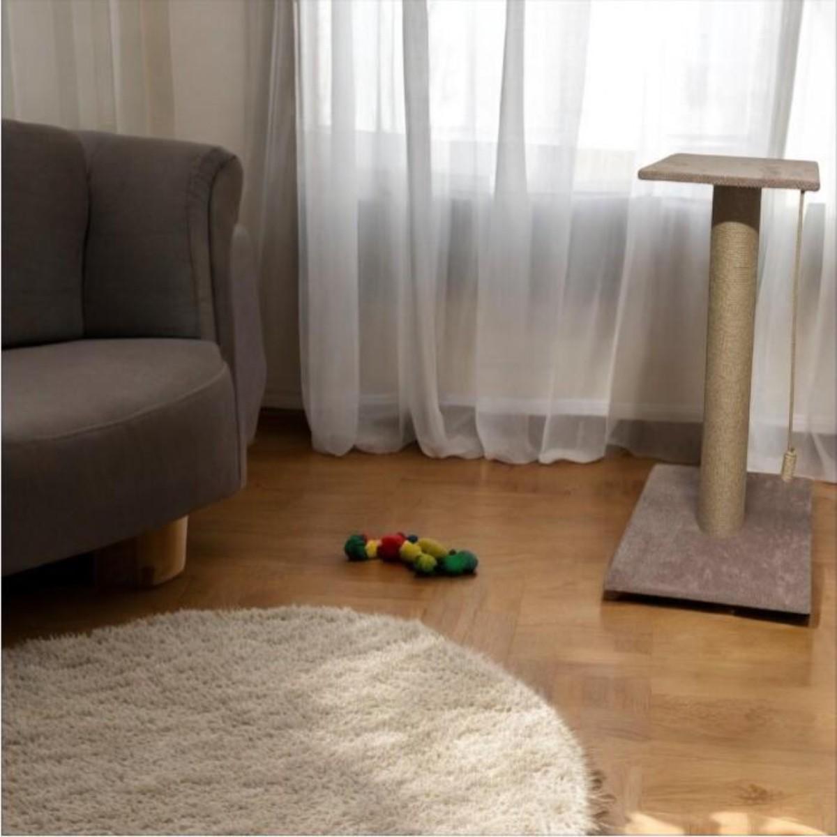 Когтеточка с полкой для кошек Scratching post столбик на подставке 80 см - фото 4 Когтеточка с полкой для кошек Scratching post столбик на подставке 80 см - фото 4