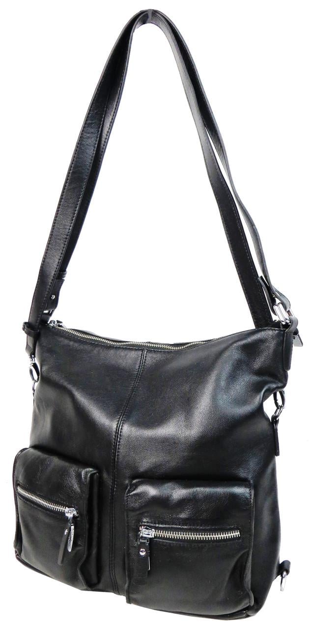 Сумка-рюкзак трансформер женская кожаная Giorgio Ferretti 0329Q11 Черный