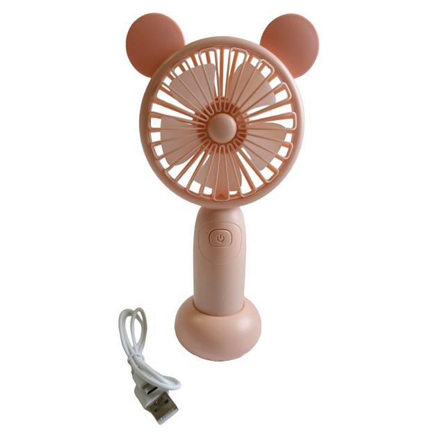 Вентилятор ручной аккумуляторный DianDi Mini Fan SQ-2165 с подставкой/подсветкой и USB-зарядкой Розовый
