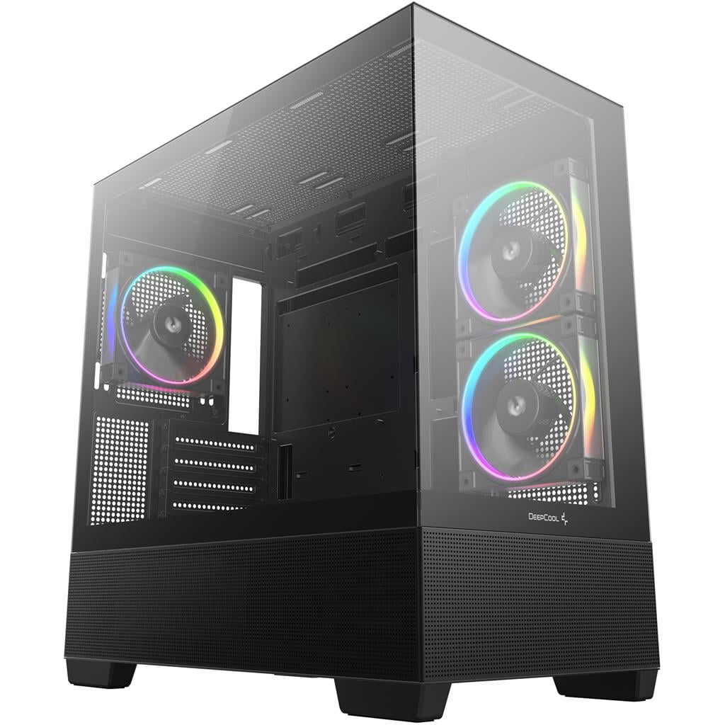 Корпус для ПК Deepcool CG380 3F Mini-Tower no PSU MicroATX/Mini-ITX ARGB Black (R-CG380-BKAGM3-G)