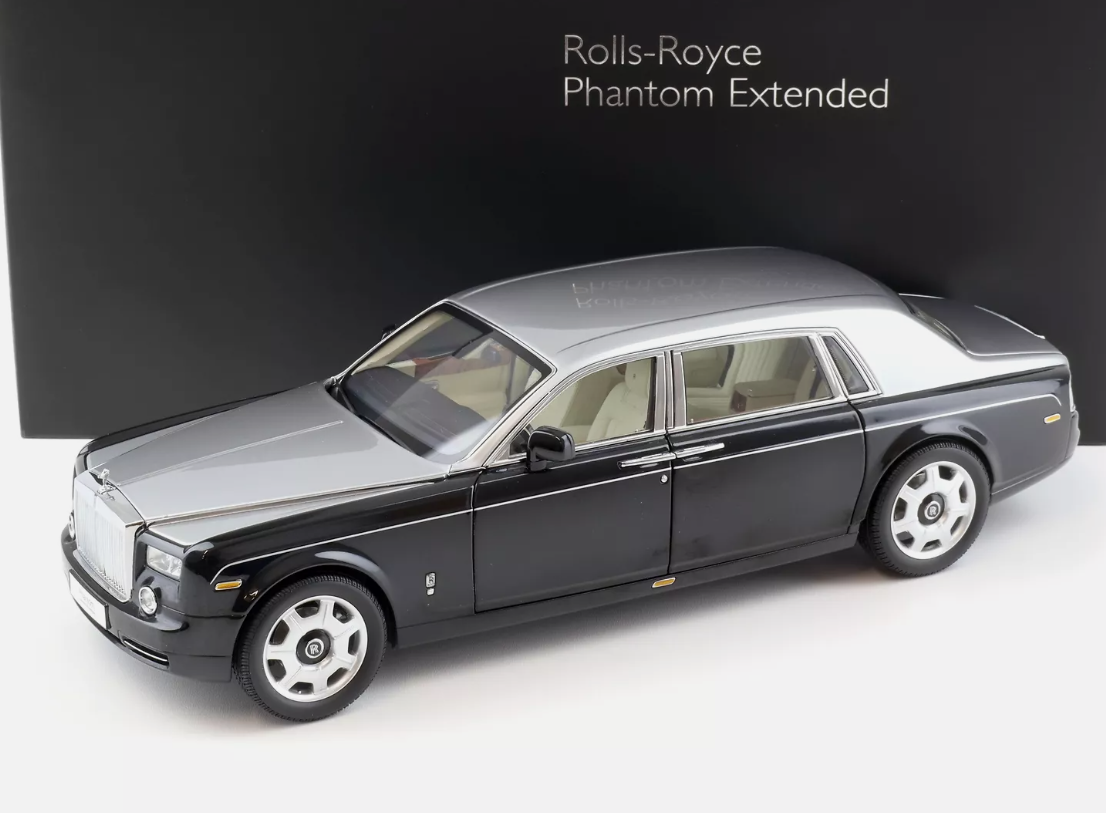 Модель автомобіля Kyosho Rolls-Royce Phantom EWB Extended Wheelbase 1:18 Black/Silver (08841BKS) - фото 3