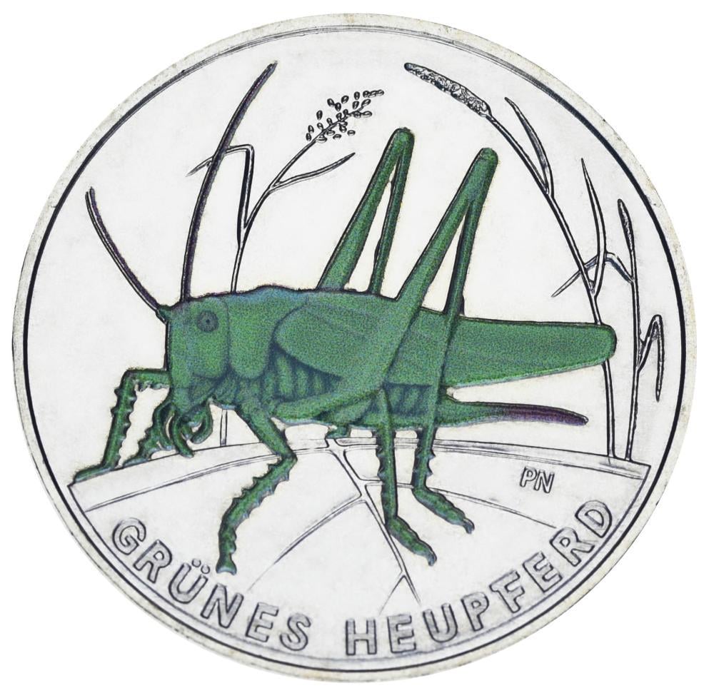Коллекционная монета Германия 5 евро 2024 UNC Насекомое Кузнечик (М19521)