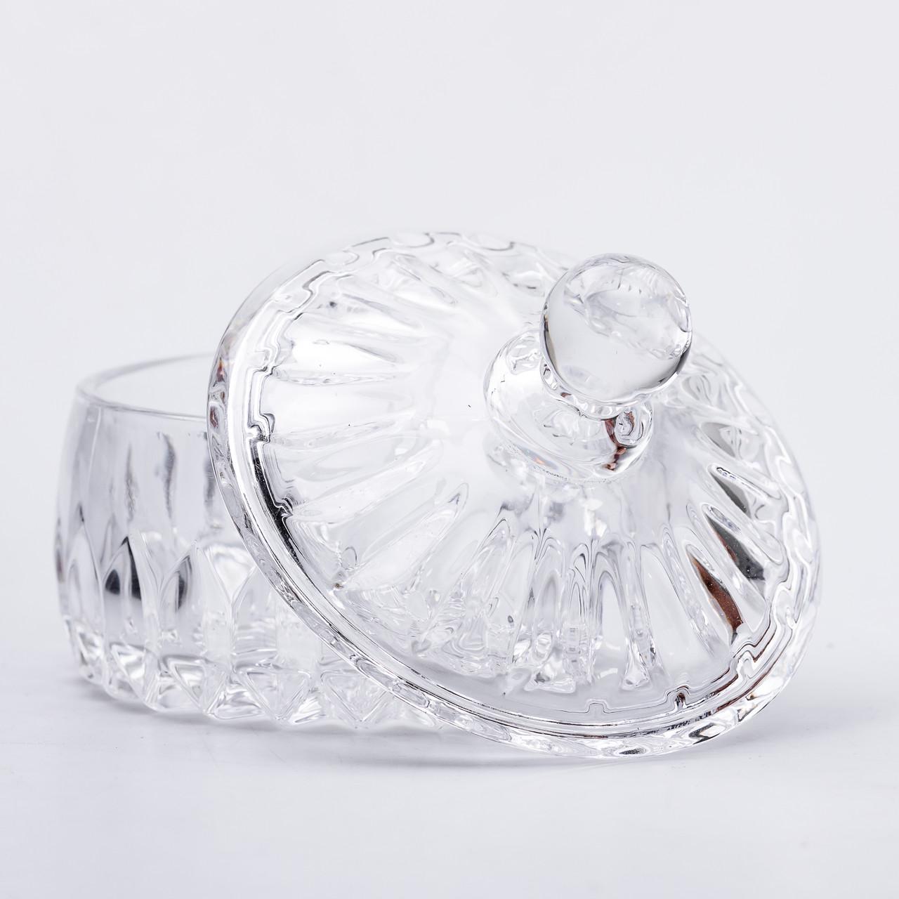 Цукерниця з кришкою HP-4-124 кругла скляна 13 см Прозорий (6983) - фото 5 Цукерниця з кришкою HP-4-124 кругла скляна 13 см Прозорий (6983) - фото 5