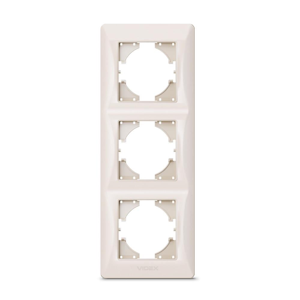 Рамка Videx BINERA 3-постовая вертикальная Кремовый (12586)