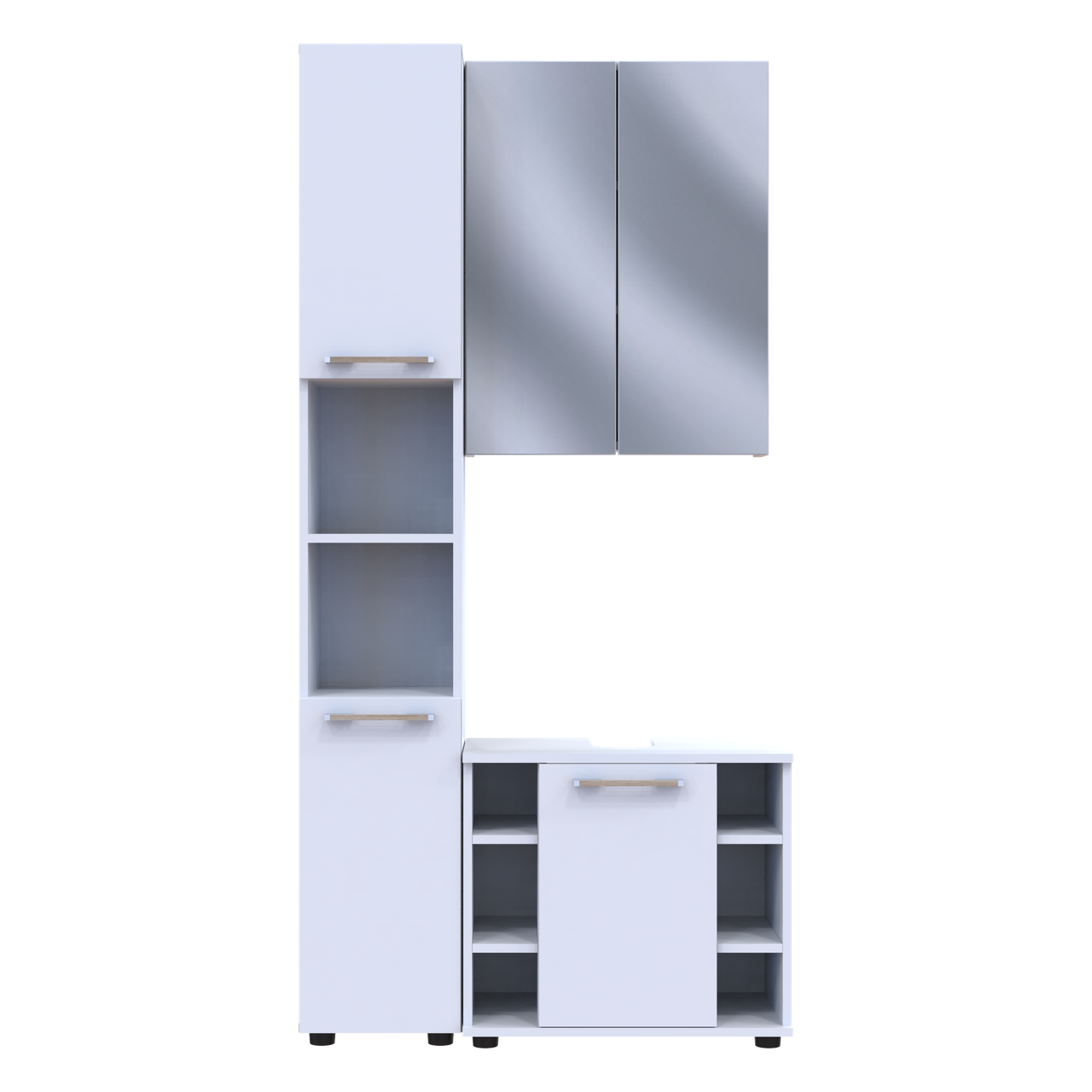 Комплект шкафов для ванной комнаты Doros Мира ДСП 84х33х183,5 см Белый (41510133)